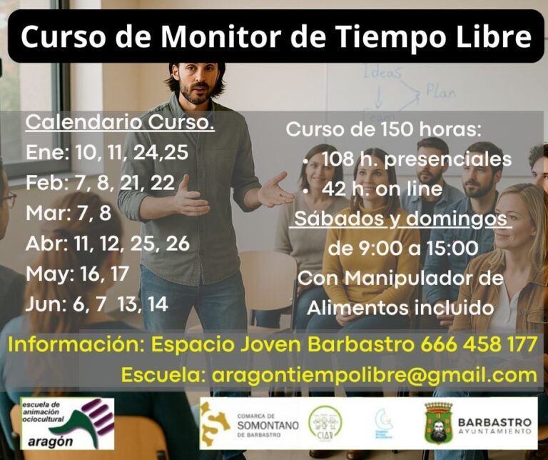 Barbastro impulsa la formación juvenil con una nueva edición del curso de Director de Tiempo Libre Curso Director Tiempo Libre Barbastro 2026