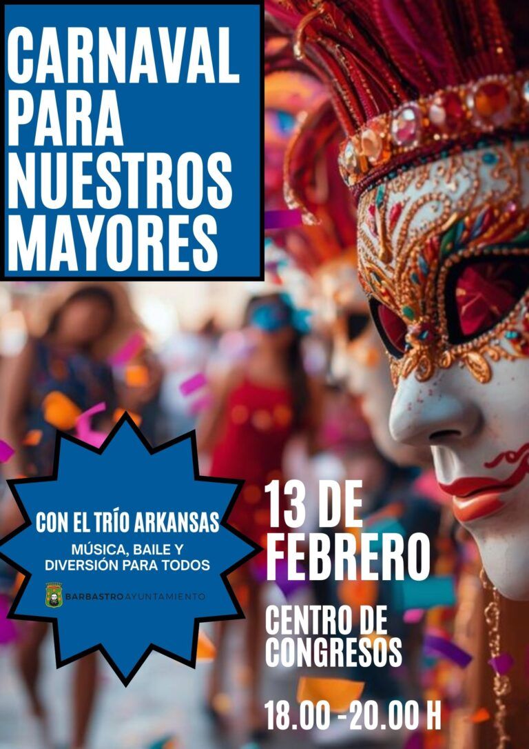 El Centro de Congresos de Barbastro acoge el 13 una fiesta de carnaval mayores Cartel de Naval.