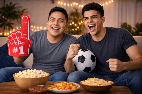 Por qué las apuestas deportivas online superan ya a los locales físicos Amigos animando partido de fútbol