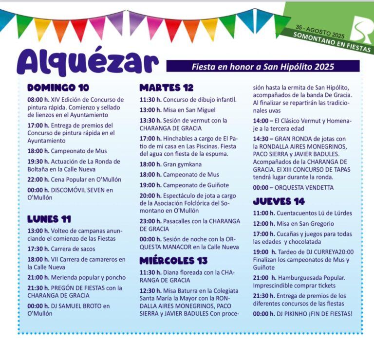 Fiesta de Alquezar en honor a San Hipólito 2025