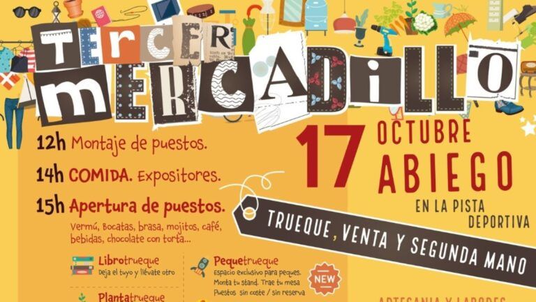 Abiego reúne casi 50 puestos en su tercer mercadillo de venta, trueque y segunda mano Mercadillo de Abiego